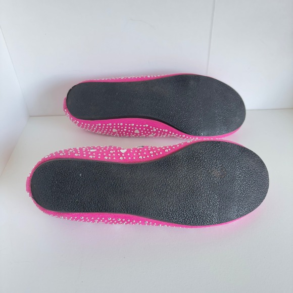 Stuart Weitzman Girls Ballet Flats Size 2 Pink Sally Evelyn Silver Studs‎ - Picture 10 of 12